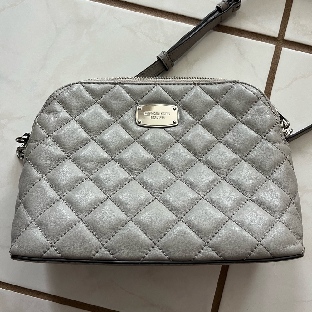 Michael Kors Silver Quilted Crossbody Bag